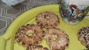 Мукбанг коржики песочные с орехами и с семенами льна и кунжута
