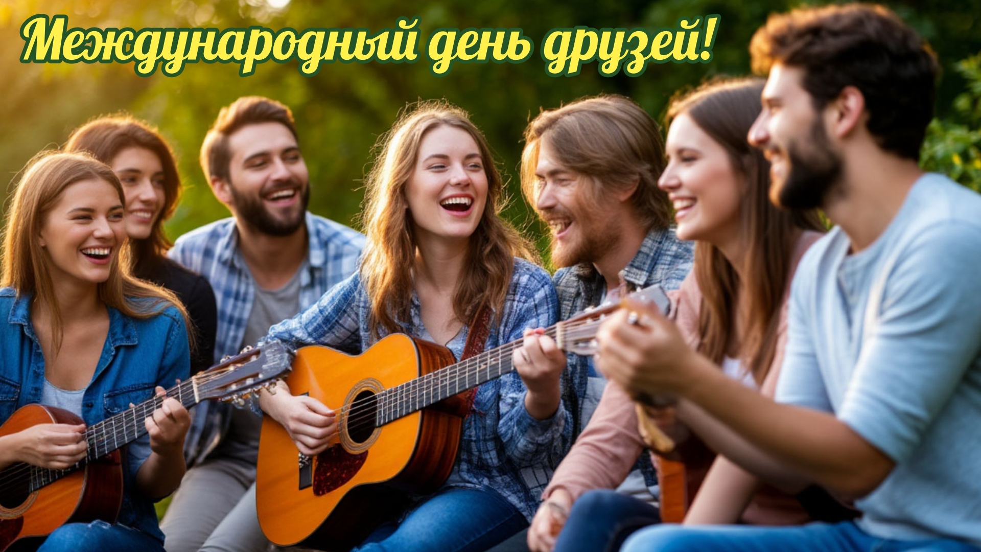 С днём друзей. Красивая музыкальная открытка.
