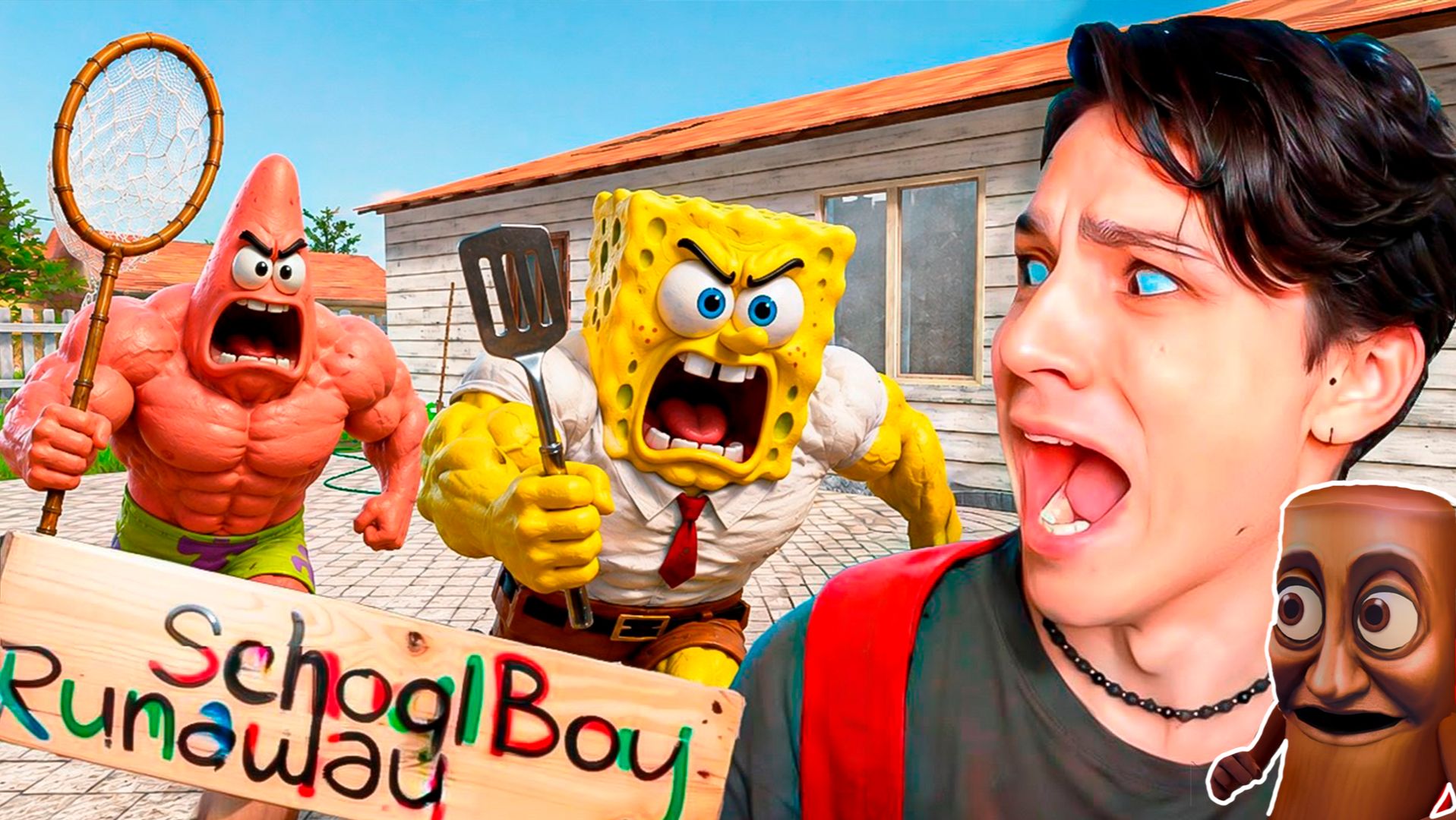 СКУЛБОЙ КВАДРАТНЫЕ ШТАНЫ!😱 ГУБКА БОБ МОД В SCHOOLBOY RUNAWAY смотреть онлайн