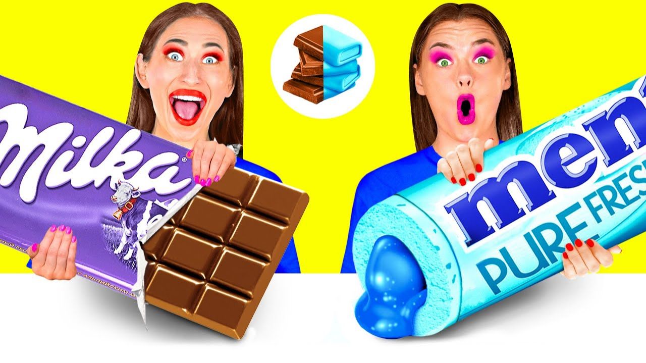 Жевательная Резинка vs Шоколадная Еда Челлендж # Битвы с Едой от BaRaDa Gold Challenge смотреть онлайн