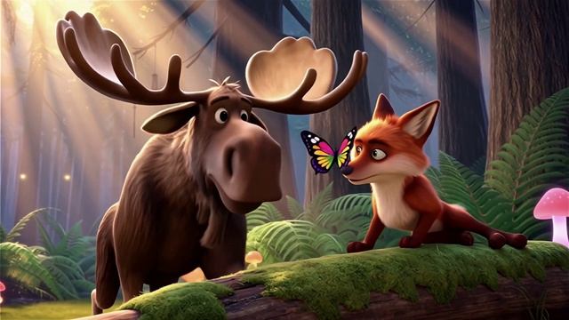 🦊🦌 ВЕСЕЛАЯ ВСТРЕЧА: Лось и Лис в лесу!