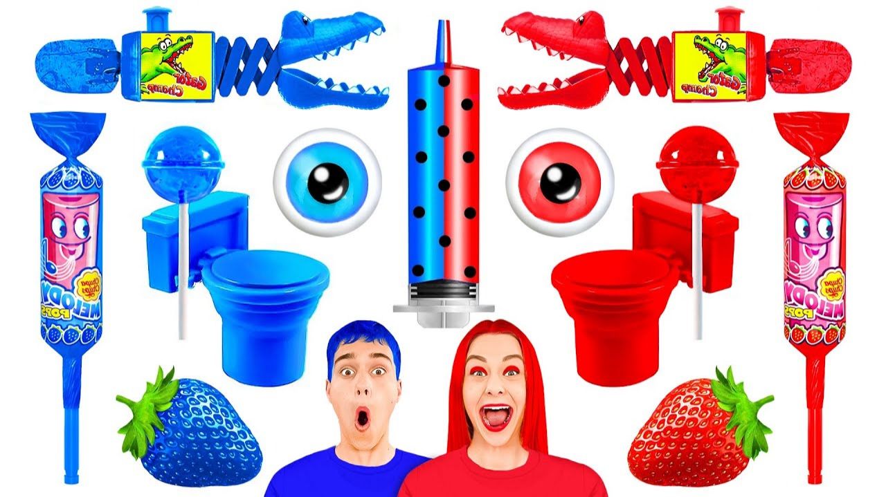 Красно-Синий Челлендж #3 # Едим продукты одного цвета целый день с BooBoom Challenge смотреть онлайн