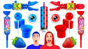 Красно-Синий Челлендж #3 # Едим продукты одного цвета целый день с BooBoom Challenge