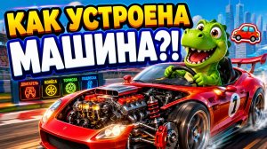 КАК УСТРОЕНА МАШИНА? 🚗 Дино Рекс объясняет детям — двигатель, колёса, руль!