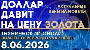 Доллар вырос на фоне инфляционных рисков. Анализ рынка золота, серебра, нефти, доллара 08.06.2026 г