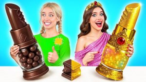 Челлендж. Шоколадная Еда vs Настоящая еда # Вкусные Кухонные Лайфхаки