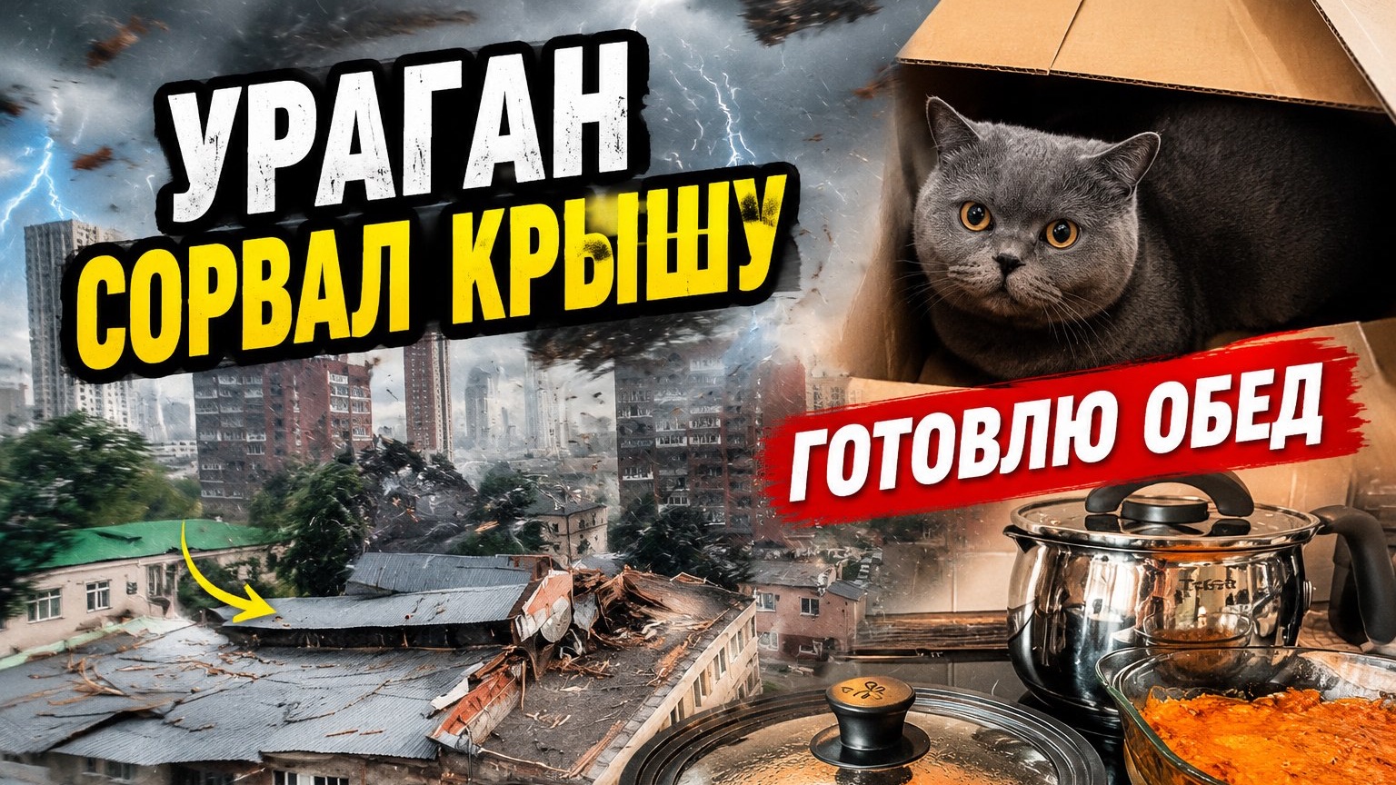 Ураган сорвал крышу! Готовлю обед. Кошкин дом