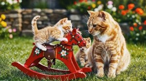Мама-кошка подстригает шерсть на ферме и делает тигровую шапку для котят дома🐾🎩🐯
