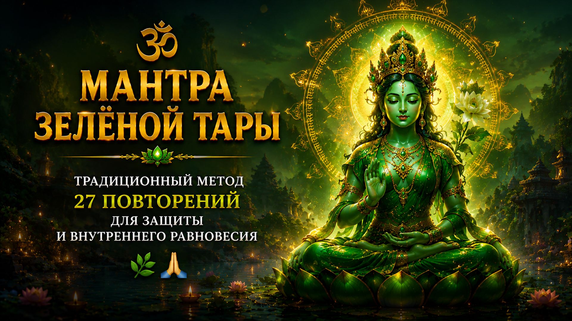 Мантра Зелёной Тары: традиционный метод 27 повторений для защиты и внутреннего равновесия 🌿🙏
