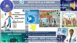 ПРОГНОЗ на 8 ИЮНЯ, ПОНЕДЕЛЬНИК, день ВЕРЫ, 2026, эпохи Водолея, 5-й К.расы 2-й Солнечной системы