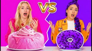 РУМИ против ДИВА РОЗА 💖 One Color Food Challenge