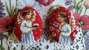 Дуэт «Ангелы на красном» (Радуга бисера, В-557):  от обзора набора до готовой работы