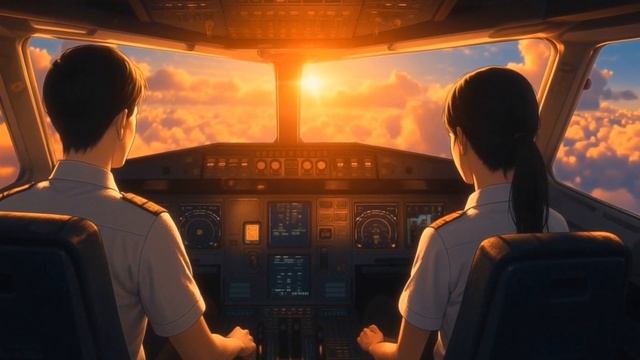✈️ POV: Ты в кабине пилота сквозь облака | Переговоры пилотов и Чиллаут для фона 🎧