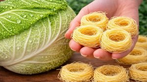 ГНЕЗДА ИЗ МАКАРОН! Простой и быстрый рецепт! Сочное блюдо из тушеной капусты и макарон!