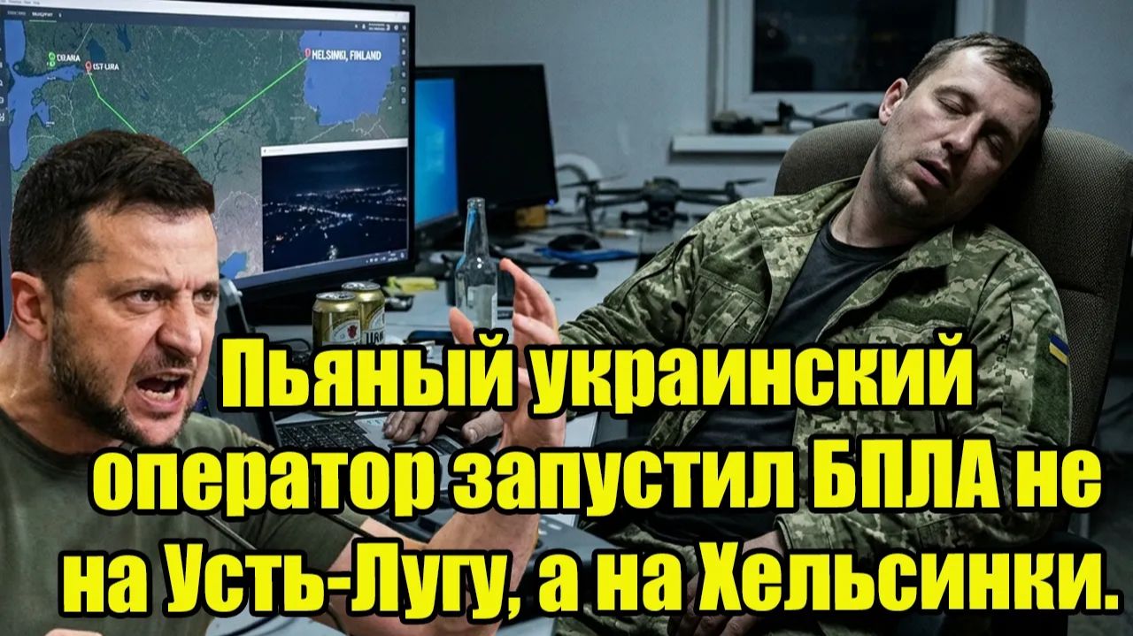 Финляндия в истерике! Пьяный украинский оператор запустил БПЛА не на Усть-Лугу, а на Хельсинки. смотреть онлайн