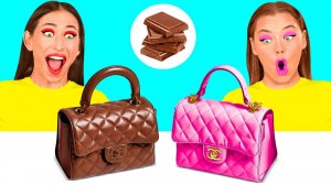 Челлендж. Шоколадная Еда vs Настоящая еда # Потрясающие Кухонные Хитрости от BaRaDa Gold Challenge