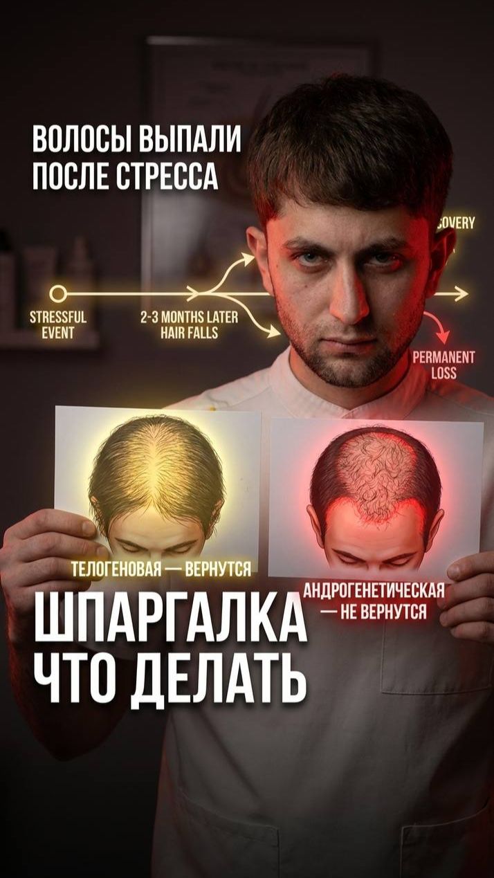 🧠 Выпали волосы после стресса? Не спешите радоваться, что пройдёт само