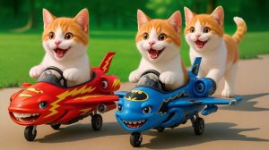Супер милые кошки гоняют на мини-велосипедах 🏍️😺 #Забавные 3D-гонки с животными
