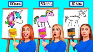 10 Секунд vs 60 Секунд vs 100 Секунд Челлендж Рисунков # Сумасшедший Челлендж от Friendly DO