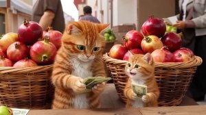 Мама-кошка и два котенка сажают и собирают вишню 🍒🐱 #Милая семейная история о животных