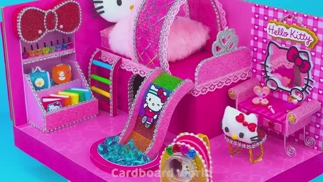 КУКОЛЬНЫЙ ДОМИК Hello Kitty из картона! 🎀 Роскошный бассейн и милый румтур 💕
