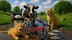Мама-кошка подстригает шерсть на ферме и делает тигровую шапку для котят дома🐾🎩🐯