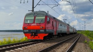 ЭД4М 0082 с приветливой бригадой, сообщением Васкелово - Санкт-Петербург на перегоне Пери - Токсово.