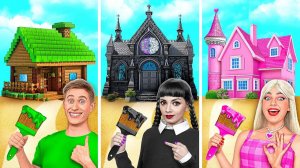 Уэнсдей Против Барби Домики Одного Цвета Челлендж от Multi DO Challenge