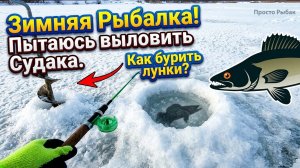 Рыбалка в зимнее время. Пытаюсь выловить судака. Показываю как бурить лунки