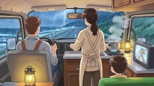 Дождливый день в нашем передвижном доме: Уютные моменты вдвоем | Видео в стиле Ghibli