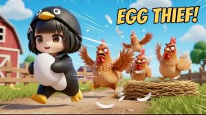 Пингвиненок Чиби Гугу Гага украл яйцо… Теперь куры в Ярости! 🐧🥚#исцеление #аниме