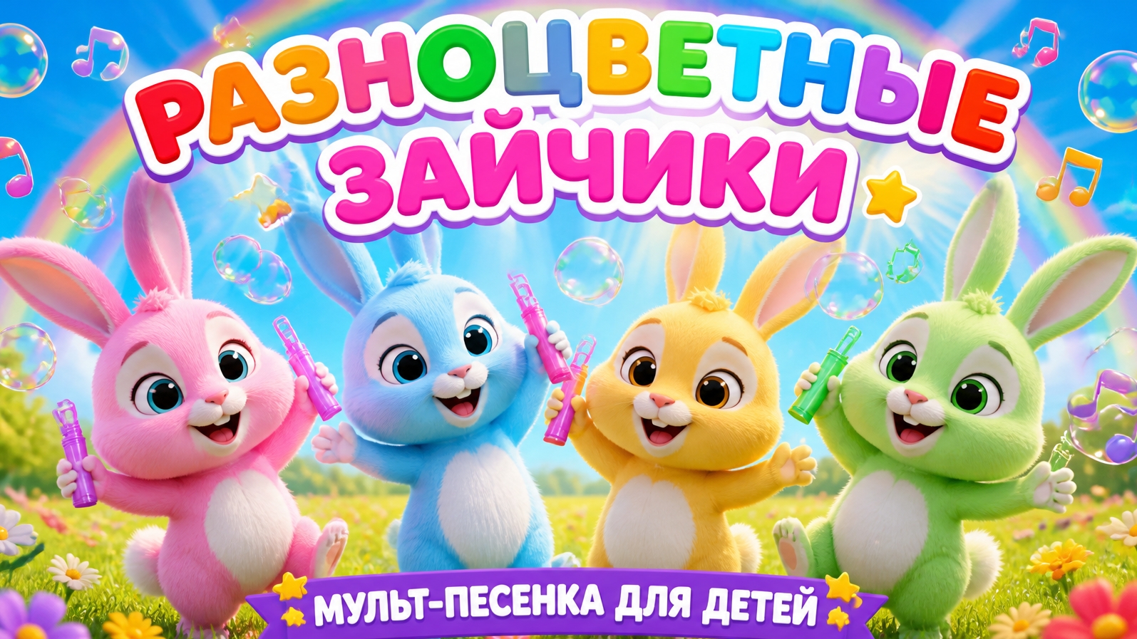 Разноцветные зайчики Мульт-песенка для детей