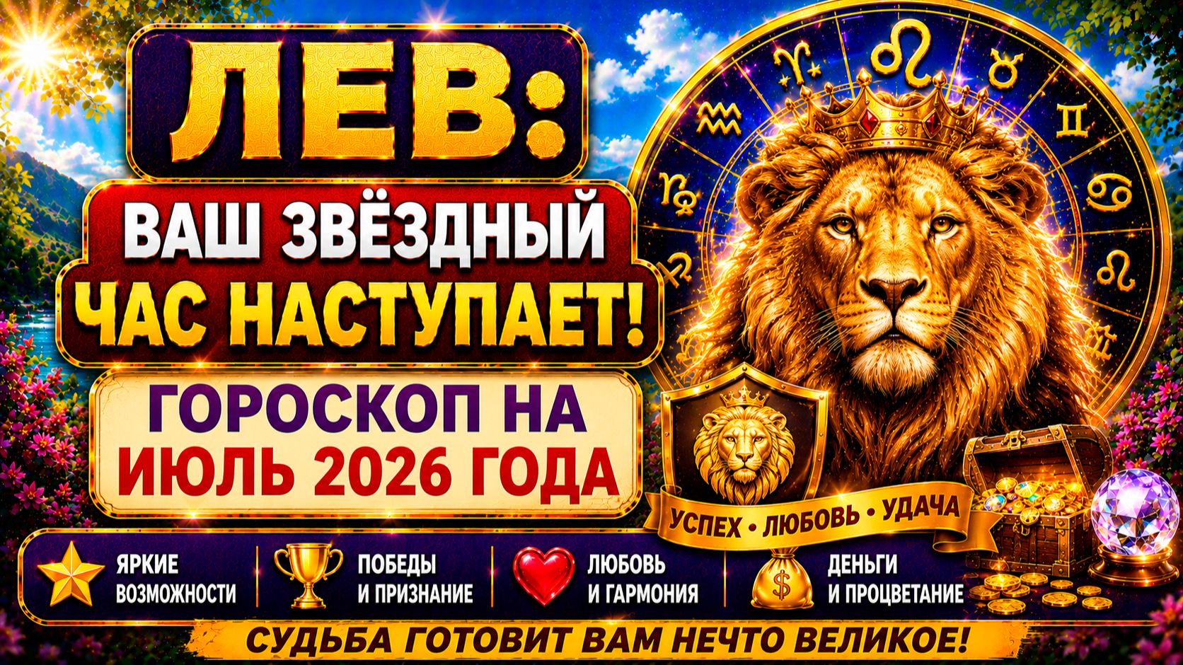 ♌ ЛЕВ: ваш звёздный час наступает! 🔥 Гороскоп на июль 2026 года
