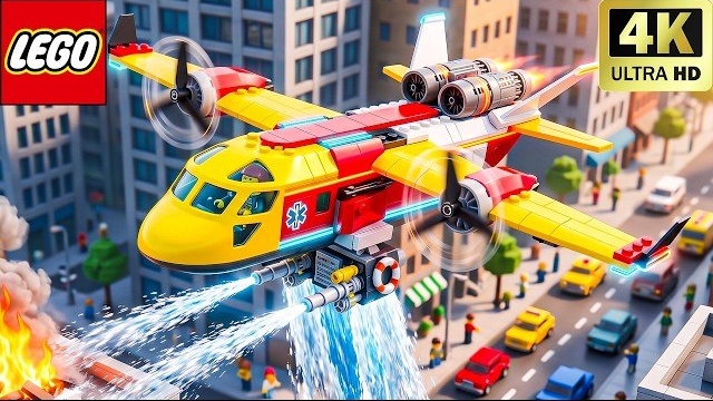 ГИГАНТСКИЙ пожарный вертолет LEGO City спасает город! | Забавный эксперимент Lego