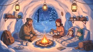 Уютный семейный кемпинг в пещерном доме | Снегопад и кулинария | Студия Ghibili ASMR ☀️#гибли