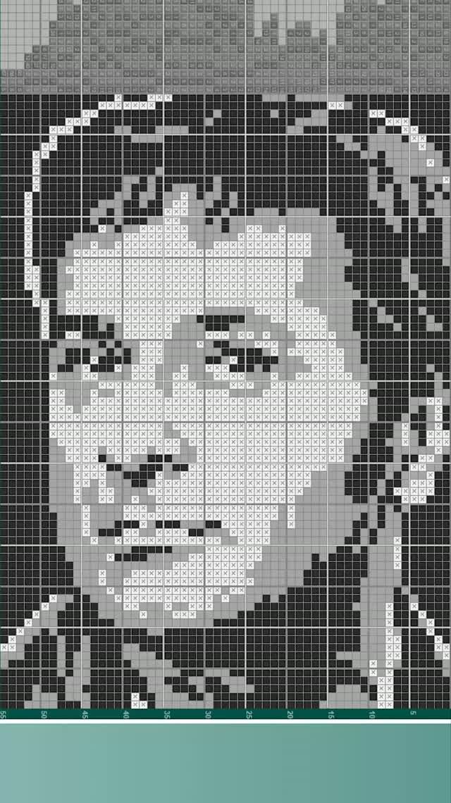 Арчил Гомиашвили - (Archil Gomiashvili) [★★] 75х55 чёрно-серый японский кроссворд #pixelart