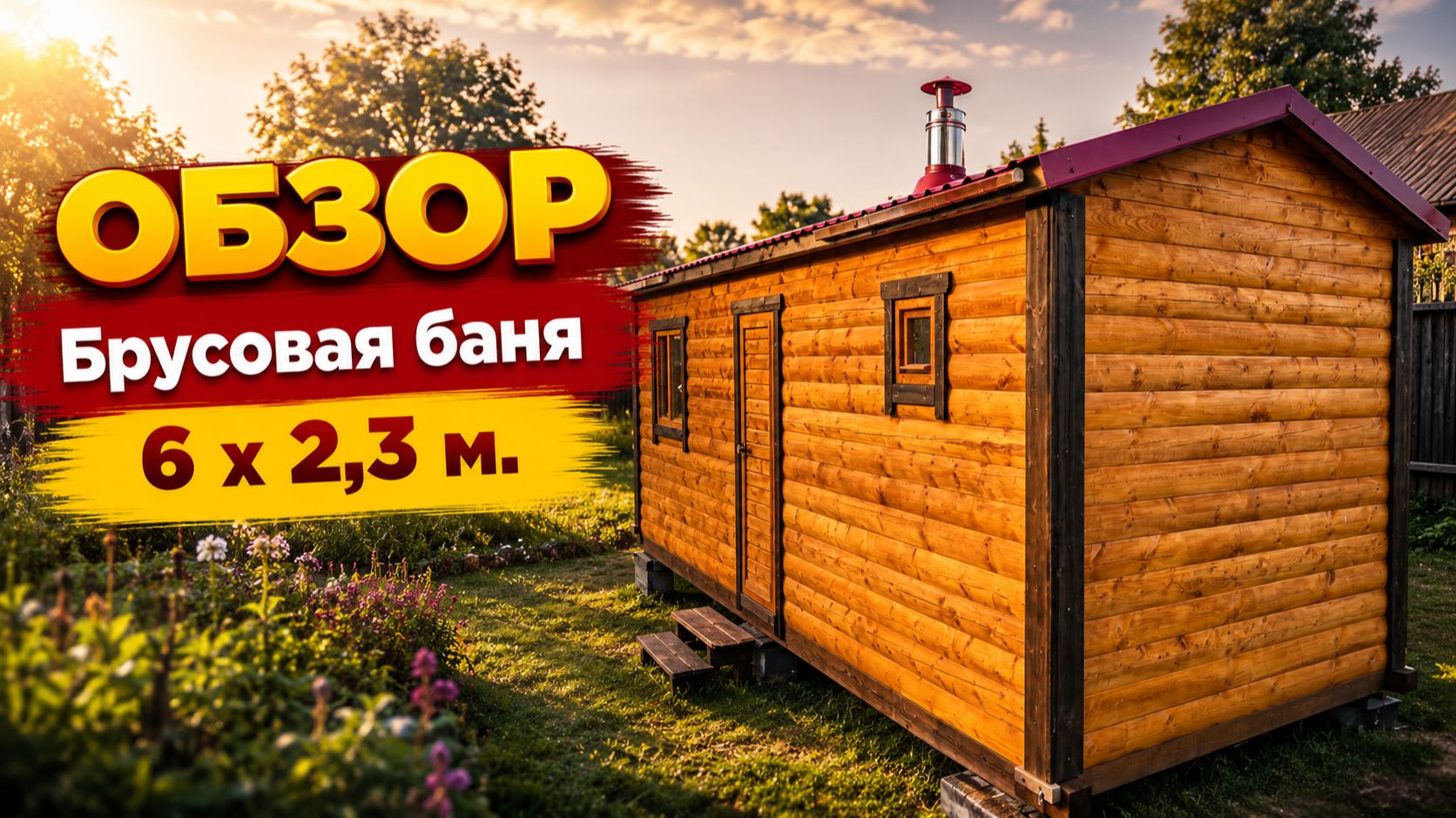 👌🏻#ОБЗОР #Брусовая модульная баня 6 х 2,3 м #баня-бочка смотреть онлайн