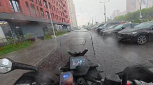 С днем мотоциклиста! Возвращался после нулевого ТО из Автодом КТМ и попал в эпический дождь.