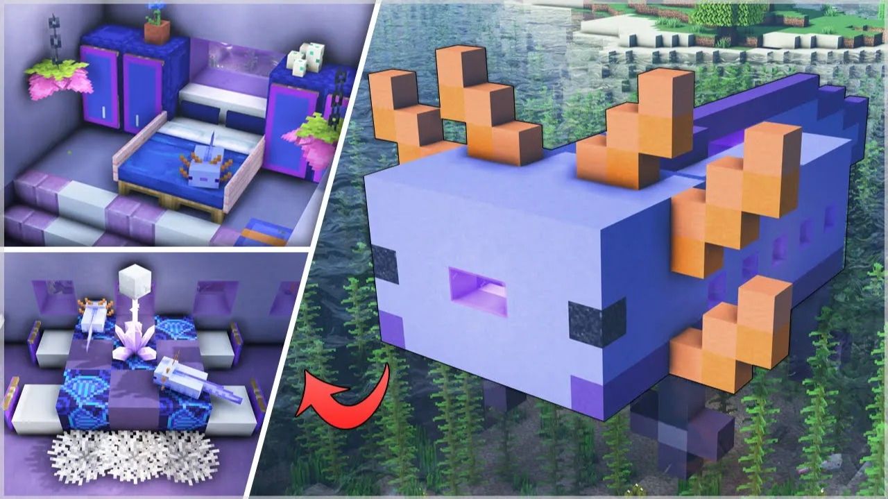💙 Милый голубой домик Аксолотля. ⛏️Инструкция Майнкрафт для Новичков