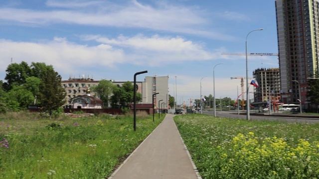 Ул. Гагарина, Сибиряков и цветущий куст сирени. Кемерово