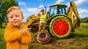 Leo Helps Daddy Fix the Tractor  Donut Wheel or Watermelon Wheel? | Interactive Game for Kids