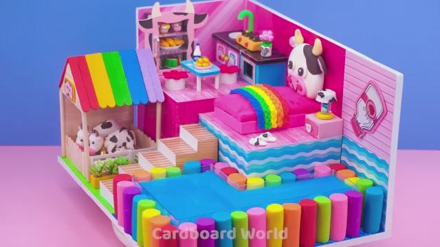 🐮 Делаем дом мечты для коровки с огромным радужным бассейном 🌈