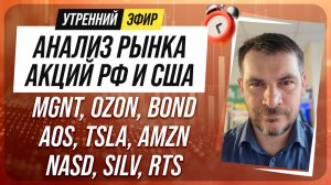 Анализ рынка акций РФ и США/ MGNT, OZON, BOND/ AOS, TSLA, AMZN/ NASD, SILV, RTS