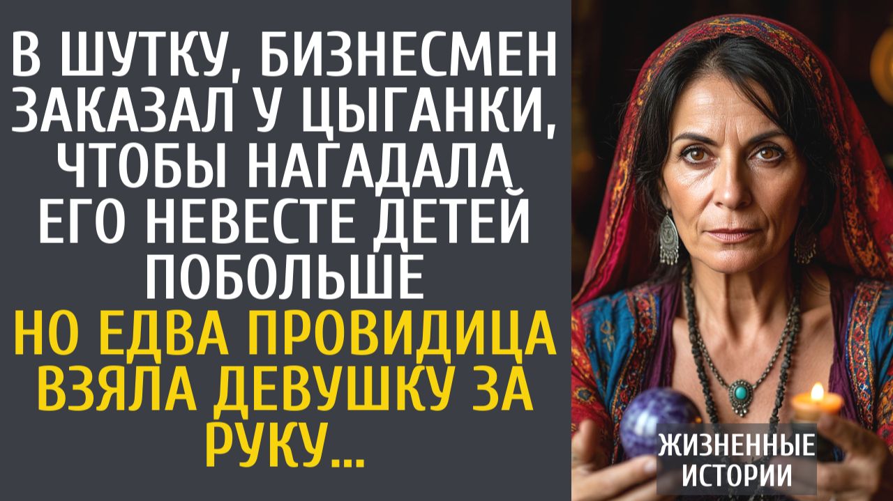 Истории из жизни В шутку, бизнесмен заказал у цыганки, чтобы нагадала его невесте детей побольше…