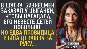 Истории из жизни В шутку, бизнесмен заказал у цыганки, чтобы нагадала его невесте детей побольше…