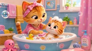 Музыка для купания — мама кошка купает котёнка | песенка для малышей