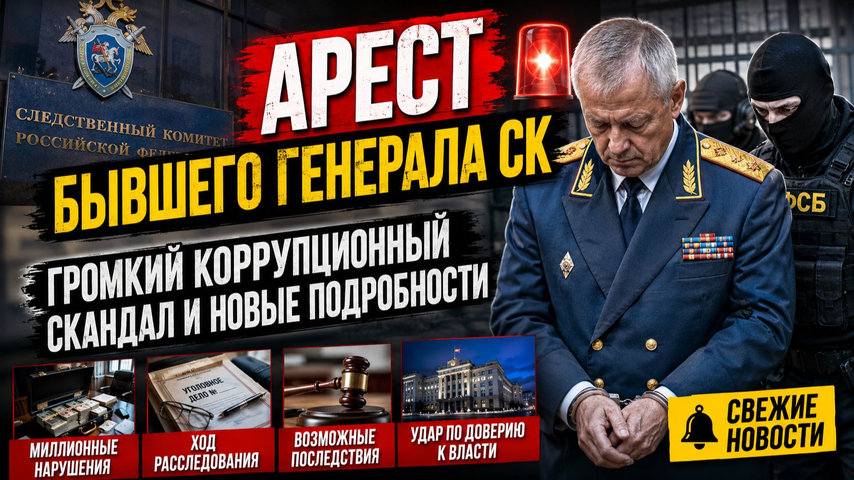 🚨 АРЕСТ БЫВШЕГО ГЕНЕРАЛА СК: ГРОМКИЙ КОРРУПЦИОННЫЙ СКАНДАЛ И НОВЫЕ ПОДРОБНОСТИ смотреть онлайн