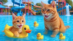 Мама-кошка впервые берет котенка в парк развлечений 🐱💦 Трогательные истории кошек