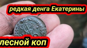 лесной поиск старины, редкая денга Екатерины