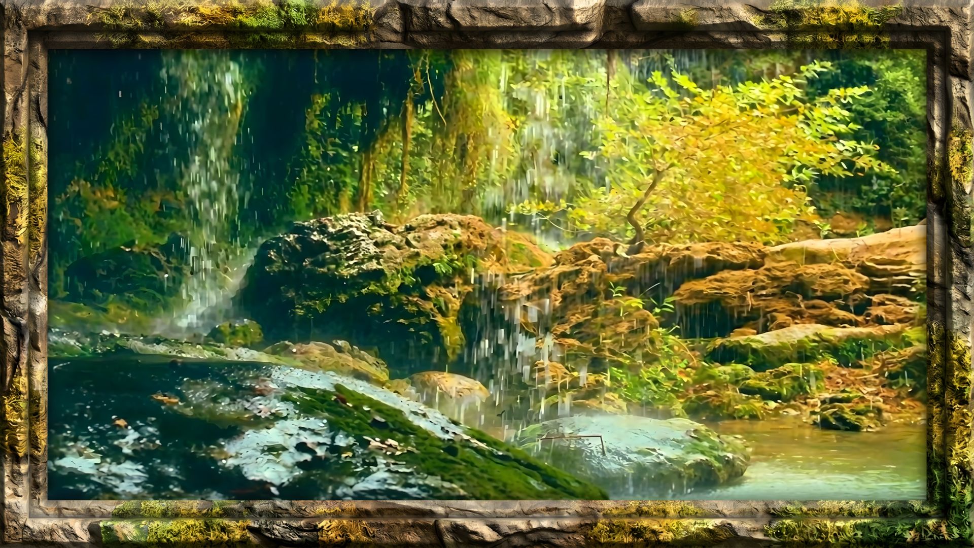🌿Лучшее место для отдыха, умиротворяющее пение птиц, водопад и звук реки, прекрасный пейзаж, ASMR.